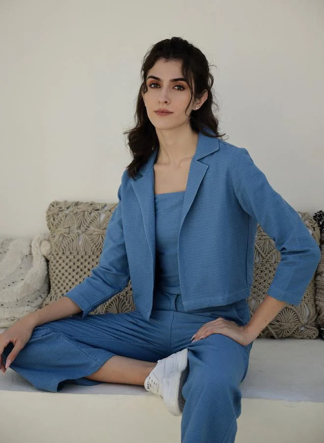 sanskrutihomes sanskrutihomes Textured Jacket with Sleeveless Top and Trouser Co-ords