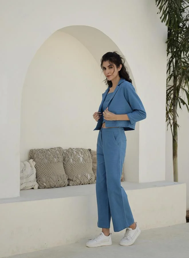 sanskrutihomes sanskrutihomes Textured Jacket with Sleeveless Top and Trouser Co-ords