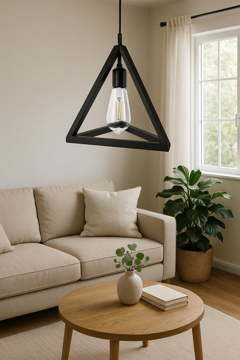 BENE Accra Pendant Lamp, Mild Steel Indoor Modern Hanging Lamp, E-27 Base Ceiling Hanging Light for Home Decor, Kitchen, Living Room, Bedroom, 25 cm (Black, Pack of 1 Pc) - Image 1