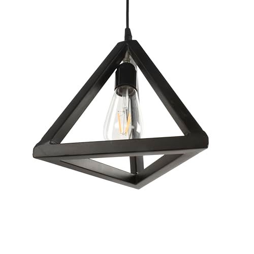 BENE Accra Pendant Lamp, Mild Steel Indoor Modern Hanging Lamp, E-27 Base Ceiling Hanging Light for Home Decor, Kitchen, Living Room, Bedroom, 25 cm (Black, Pack of 1 Pc) - Image 4