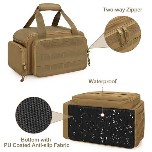 Rexmica 12-Inch Tool Bag with Anti-friction Bottom, Hand Tool Storage Organizer Bag for Men, Tactical Range Bag, Multi-purpose Work Tote for Repairman, Electrician, Carpenters, Handyman, Khaki - Image 4