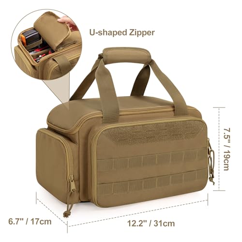 Rexmica 12-Inch Tool Bag with Anti-friction Bottom, Hand Tool Storage Organizer Bag for Men, Tactical Range Bag, Multi-purpose Work Tote for Repairman, Electrician, Carpenters, Handyman, Khaki - Image 5