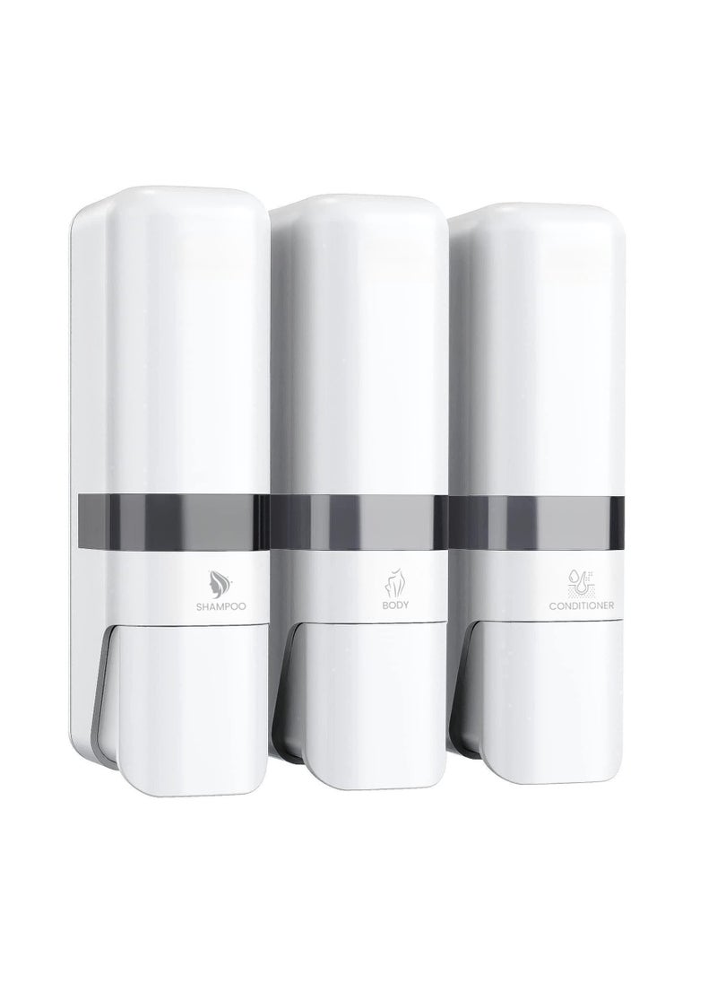 SYOSI SYOSI Shower Soap Dispenser Wall Mount Hand Liquid Shampoo Shower Gel Manual Dispenser Chamber No-Drill Wall Mounted Bathroom Shower Pump Dispenser for Bathroom Kitchen Office Home Hotel 3x250ml  - Image 1