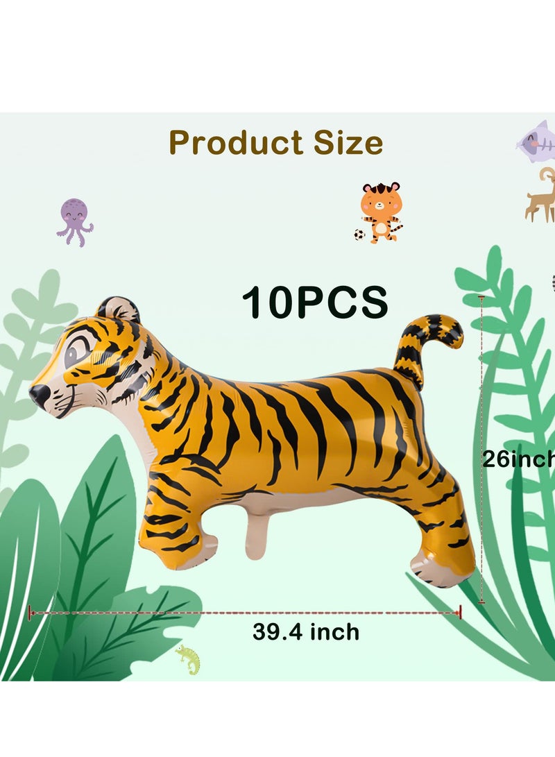 Excefore 10 Giant Tiger Balloons,Black Stripe Tiger Print Balloon Safari Animal Balloons,for Jungle Safari, Zoo, and Wild One Birthday Parties,Baby Birthday Decorations  - Image 4