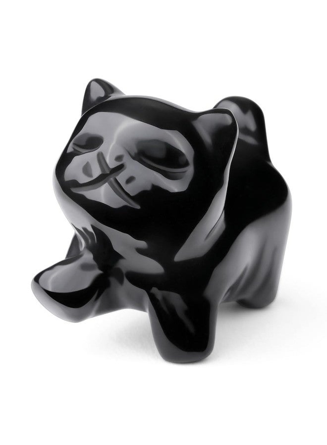 Jovivi Natural Black Obsidian Crystal Cat Statue Home Decor Carved Gemstone Cat Figurines Collectibles Pocket Sculpture Pet Memorial Decorative Ornament Gift for Cat Lovers - Image 1