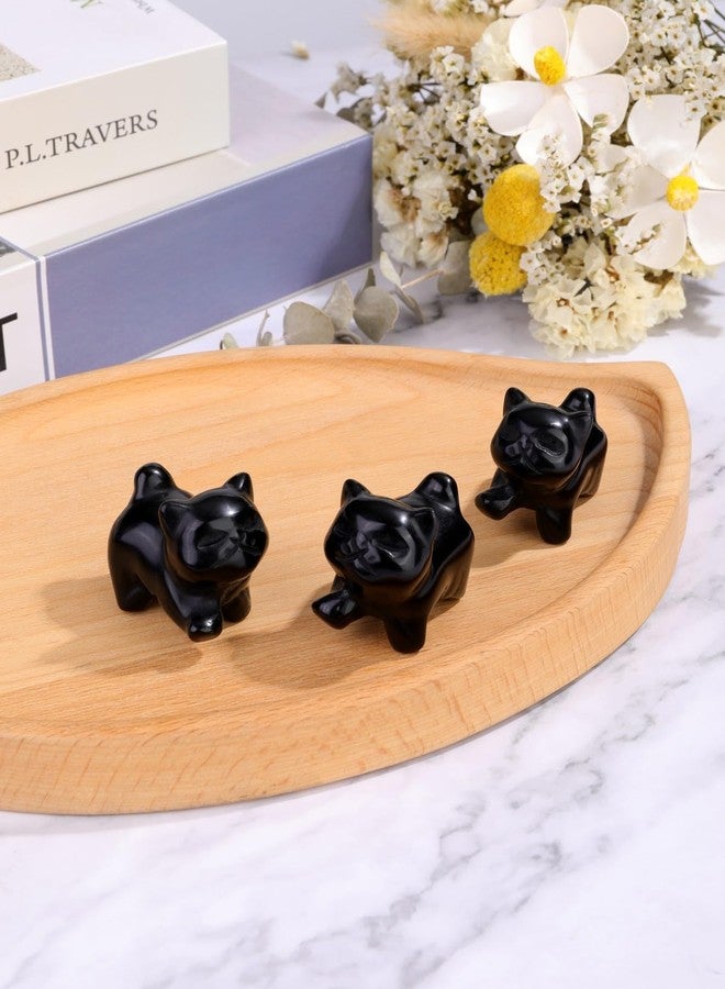 Jovivi Natural Black Obsidian Crystal Cat Statue Home Decor Carved Gemstone Cat Figurines Collectibles Pocket Sculpture Pet Memorial Decorative Ornament Gift for Cat Lovers - Image 4