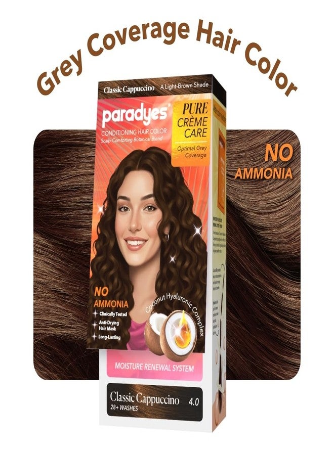 Paradyes Pure Crème Care No Ammonia Hair Color Classic Cappuccino 4.0 | Long-Lasting Crème Formula | Grey Coverage | Coconut Milk + Almond Oil + Hyaluronic Complex | Smooth & Shiny Finish | 60g+10 ml - Image 2