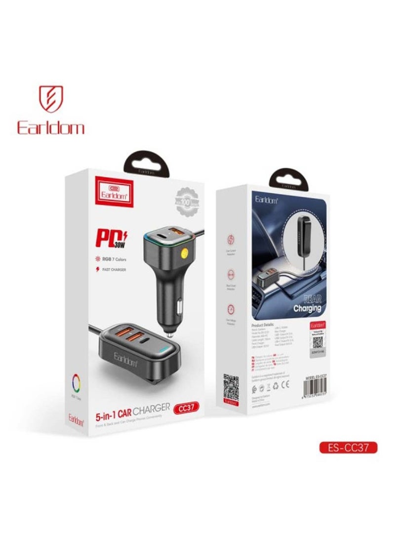 Earldom CC37 5-in-1 Car Charger – Versatile Charging for All Your Devices - Image 2
