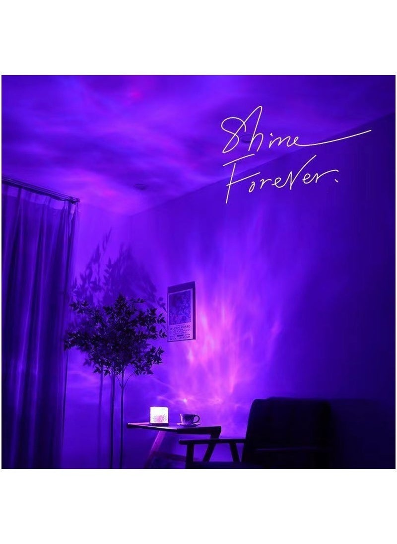 TIGER Square Water Ripple Atmosphere Light Night Light Flame Aurora Dynamic Desk Lamp Wooden Base 16 Colors - Image 3