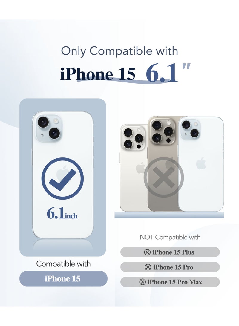 بيرفي جراب مغناطيسي لهاتف iPhone 15 متوافق مع Magsafe، جراب متين كامل الجسم مع واقي شاشة مدمج من الزجاج المقوى 9H وحماية كاملة للكاميرا، جراب هاتف شفاف مقاوم للصدمات لهاتف iPhone 15، أزرق - Image 3