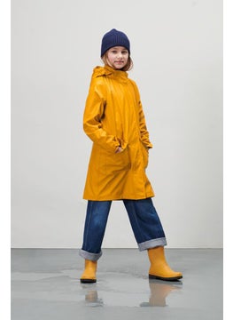 Tchibo Kids Girl Hooded Solid Long Sleeve Rain Jacket, Yellow  - Image 1