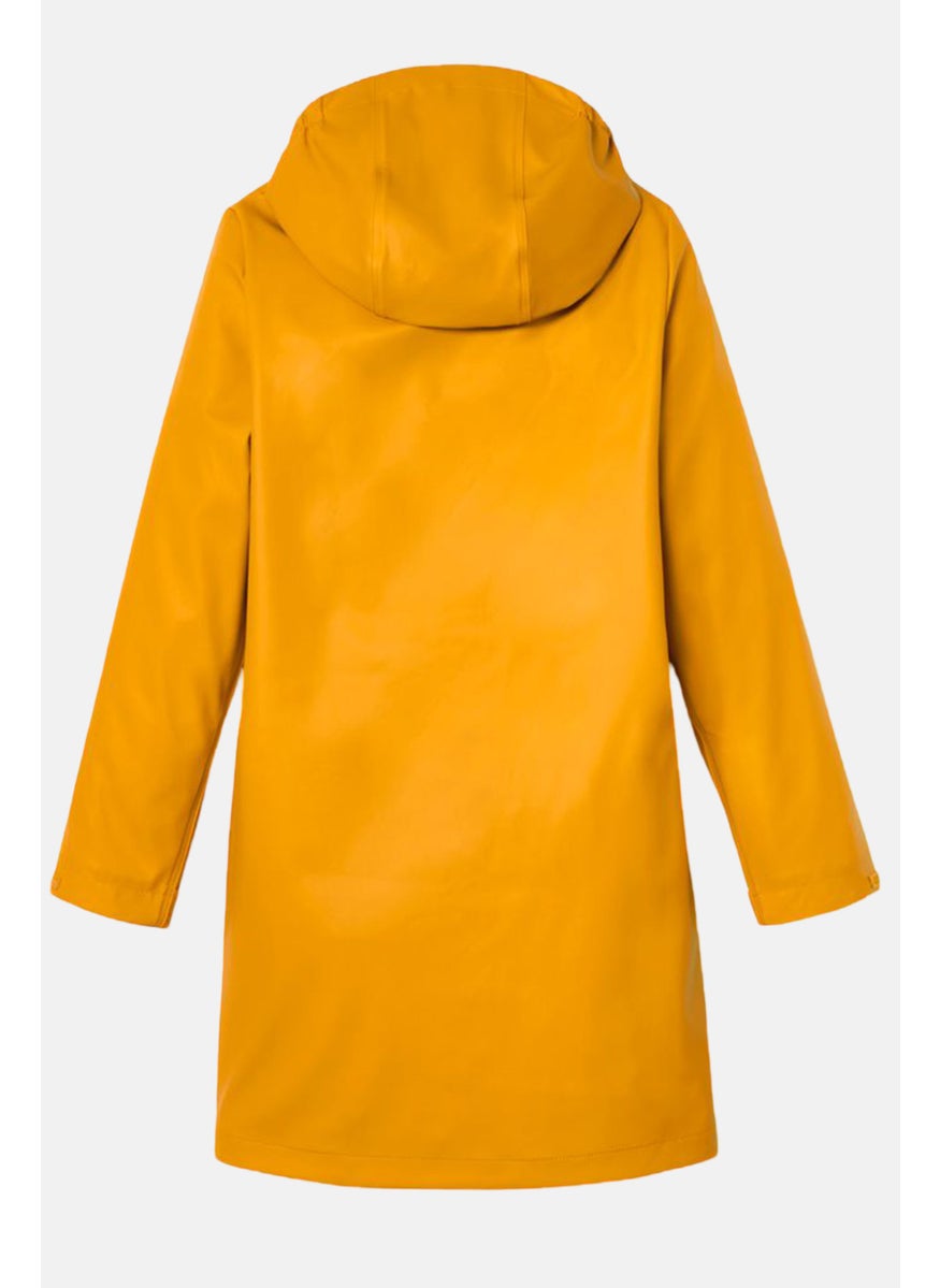 Tchibo Kids Girl Hooded Solid Long Sleeve Rain Jacket, Yellow  - Image 3
