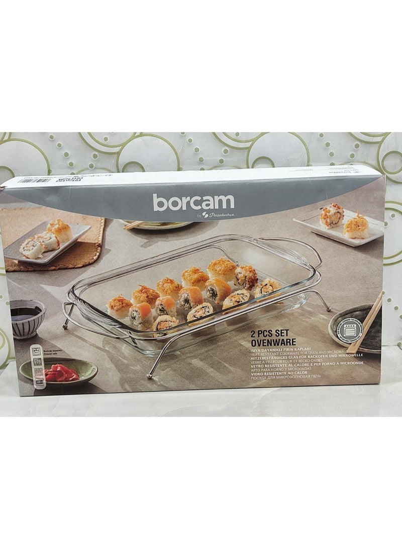 طاجن مستطيل بيركس علي استاند معدن - Image 2