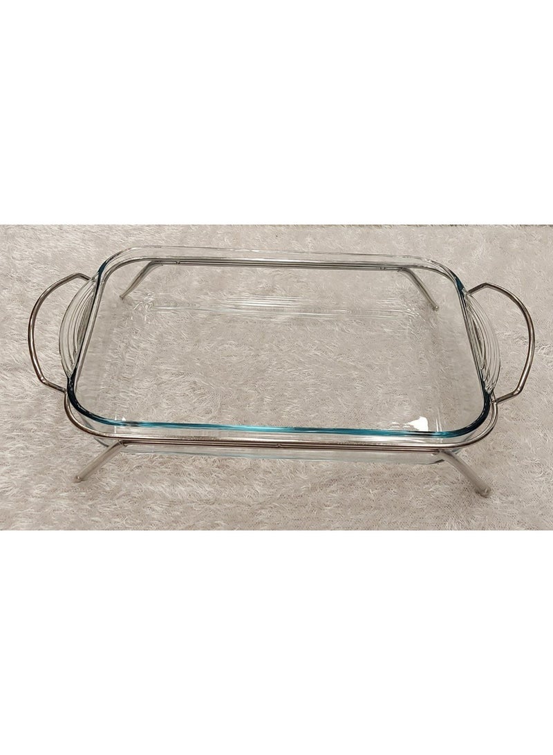 طاجن مستطيل بيركس علي استاند معدن - Image 1