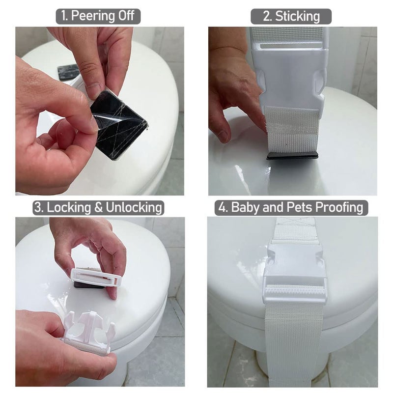 FresherAcc Toilet Locks Baby Proof Child Toddlers, [2 Packs] Sturdy Safety Toilet Lid Seat Proofer Lock for Kids Pets Dog, Easy Installation and Fit Most Toilets Bathroom (White) - Image 5