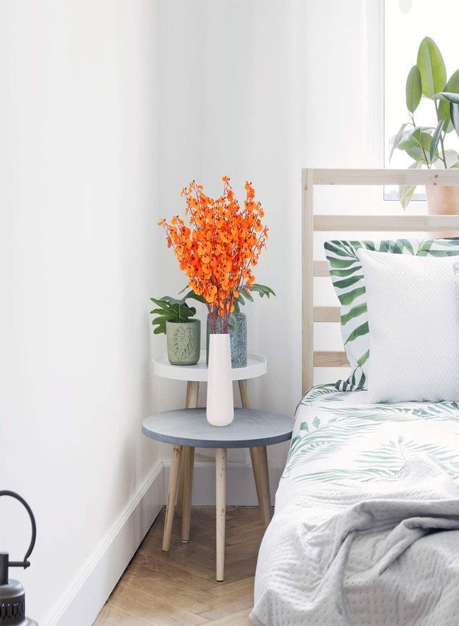 HANTAJANSS Artificial Orchids Flowers Bouquet Realistic Orchids Silk Bulk, 8PCS Faux Flowers Flowers Fake Orange Orchids Long Stem for Indoor Outdoor Wedding Home Office Decoration - Image 3