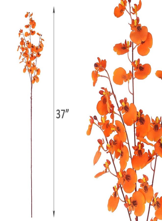 HANTAJANSS Artificial Orchids Flowers Bouquet Realistic Orchids Silk Bulk, 8PCS Faux Flowers Flowers Fake Orange Orchids Long Stem for Indoor Outdoor Wedding Home Office Decoration - Image 4
