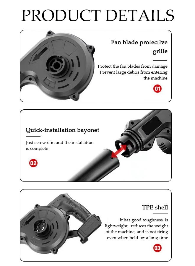 DUNISO Electric Blower, Cordless Leaf Blower，Car Vacuum Cleaner With Lithium Battery, Variable Speed, For Leaf Blowing, Vacuuming And Shredding, Easy Garden Cleaning And Vacuuming, Suitable For Car, Home, Garden And Outdoor  - Image 3