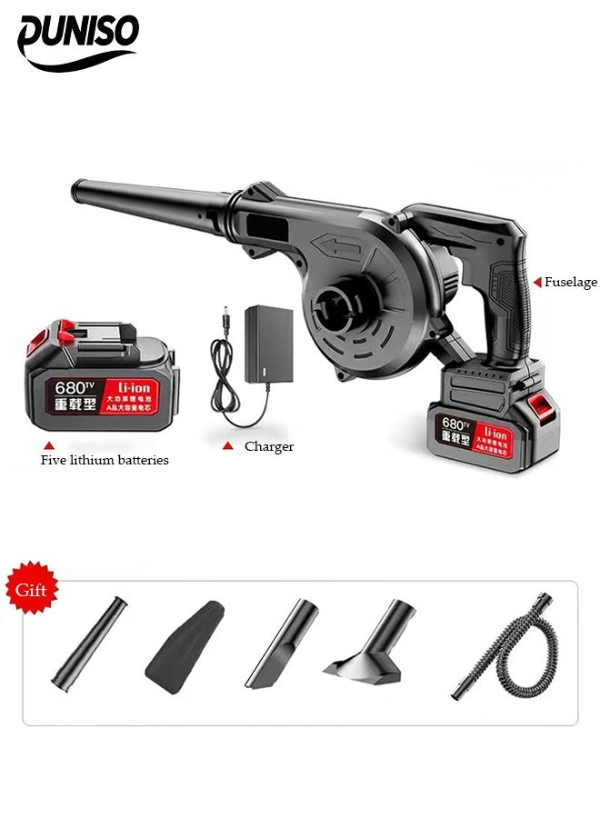 DUNISO Electric Blower, Cordless Leaf Blower，Car Vacuum Cleaner With Lithium Battery, Variable Speed, For Leaf Blowing, Vacuuming And Shredding, Easy Garden Cleaning And Vacuuming, Suitable For Car, Home, Garden And Outdoor  - Image 1