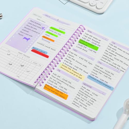 Aosemili Undated Weekly Planner Purple A5 Personal Goals Journal Non Dated Kids Weekly Planner to Do List with Goal Habit Tracker Organizer, Cute Undated Week Planners with Spiral Binding for Kids School Work - Image 2