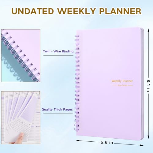 Aosemili Undated Weekly Planner Purple A5 Personal Goals Journal Non Dated Kids Weekly Planner to Do List with Goal Habit Tracker Organizer, Cute Undated Week Planners with Spiral Binding for Kids School Work - Image 3