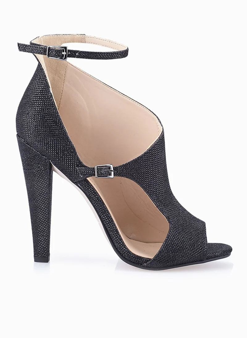 Little Mistress Hazel Glitter Ankle Strap Open Toe Booties