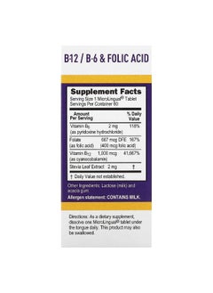 Superior Source Superior Source, Cyanocobalamin & B-12 &  B-6 & Folic Acid, 1,000 mcg & 2 mg & 400 mcg, 60 MicroLingual Instant Dissolve Tablets  - Image 2