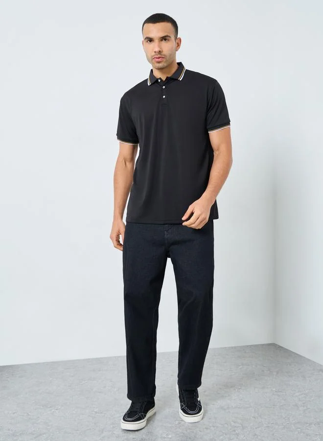 Styli Styli Men Regular Fit Contrast Tipping Solid Polo