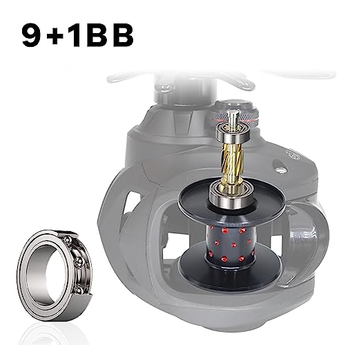 FISHDROPS Baitcaster Reels, 9+1BB, CNC Aluminum Spool, Magnetic Brake System Bait Caster Reel High Speed Gear Ratio 7.0:1 Ultra Smooth Low Profile Baitcasting Fishing Reel - Image 2