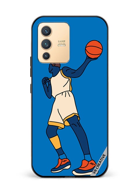 Protective Case Cover For Vivo V23 5G Basketball Player In Action With Ball Design Multicolour
