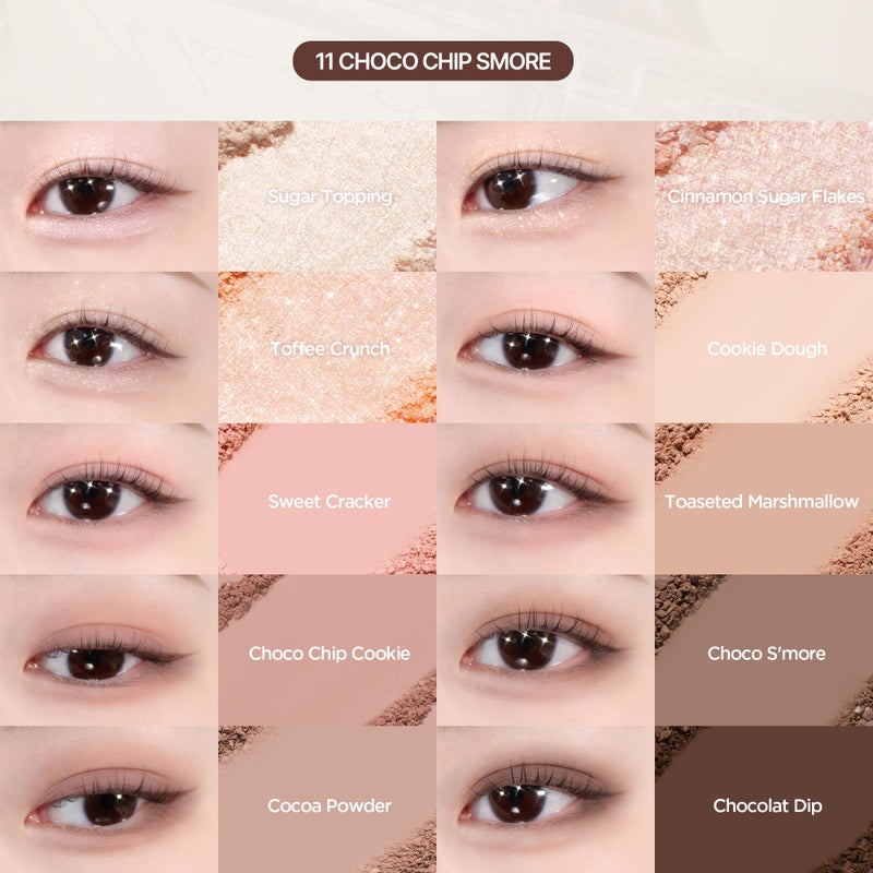 lilybyred Mood Keyboard | 10-Shade Korean Eyeshadow Palette, Highly Pigmented, Matte, Shimmer & Jelly Glitter, Smooth. Blendable, Long-Lasting, Dome-Shaped Design, 0.38 oz. (11 Chocolate Chip Smore) - Image 5