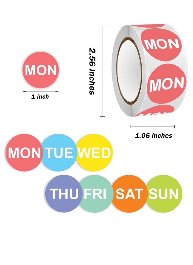 Generic - 7 Days of The Week Labels Color Coding Dot Round Self Adhesive Stickers for Kitchen 1 Round Day Dot Food Rotation Labels 3500 Removable Date Stickers for Food Containers 500 Labels Roll - Image 1