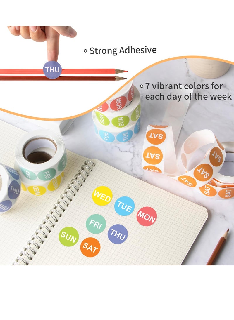 Generic - 7 Days of The Week Labels Color Coding Dot Round Self Adhesive Stickers for Kitchen 1 Round Day Dot Food Rotation Labels 3500 Removable Date Stickers for Food Containers 500 Labels Roll - Image 1