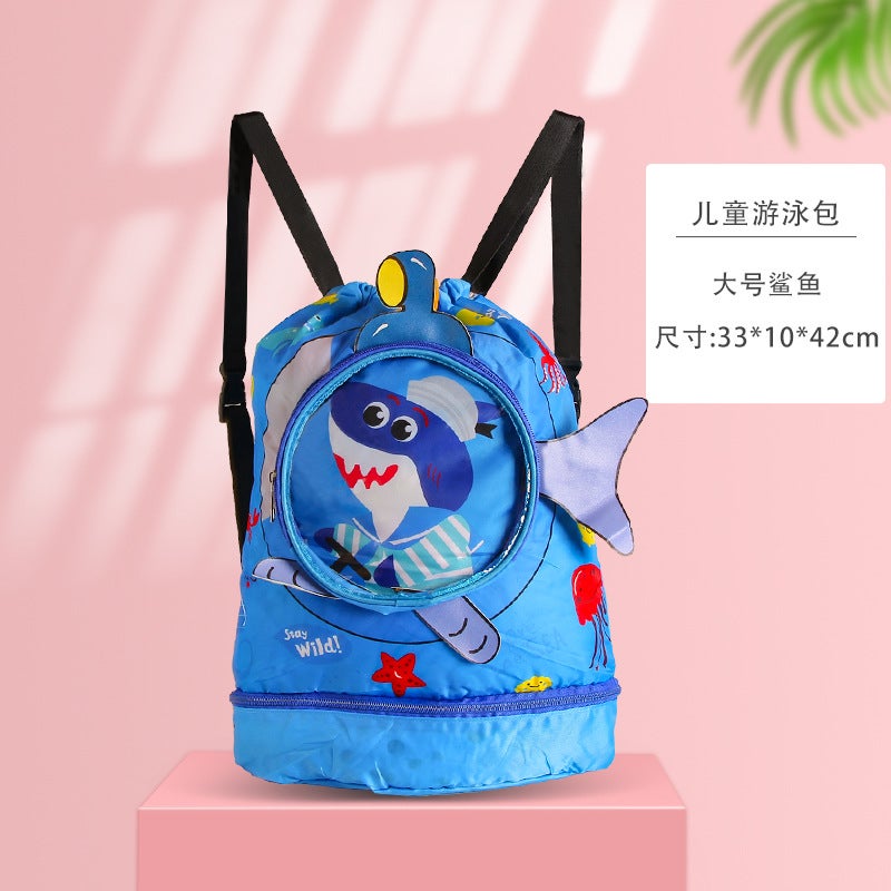 Generic Kids Swim Bag Dry Wet Separation Large Shark