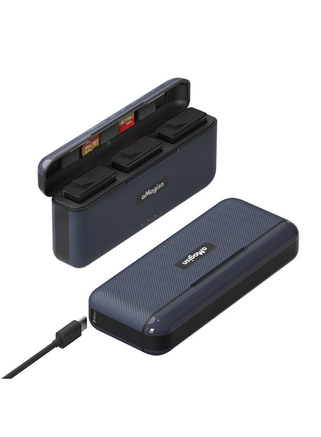 aMagisn علبة شحن سريعة لبطارية GoPro Hero 13 – شحن سريع عبر منفذ Type-C PD، إدارة ذكية للطاقة، تخزين للبطاريات وبطاقات MicroSD، غطاء مغناطيسي، تصميم مدمج - Image 1