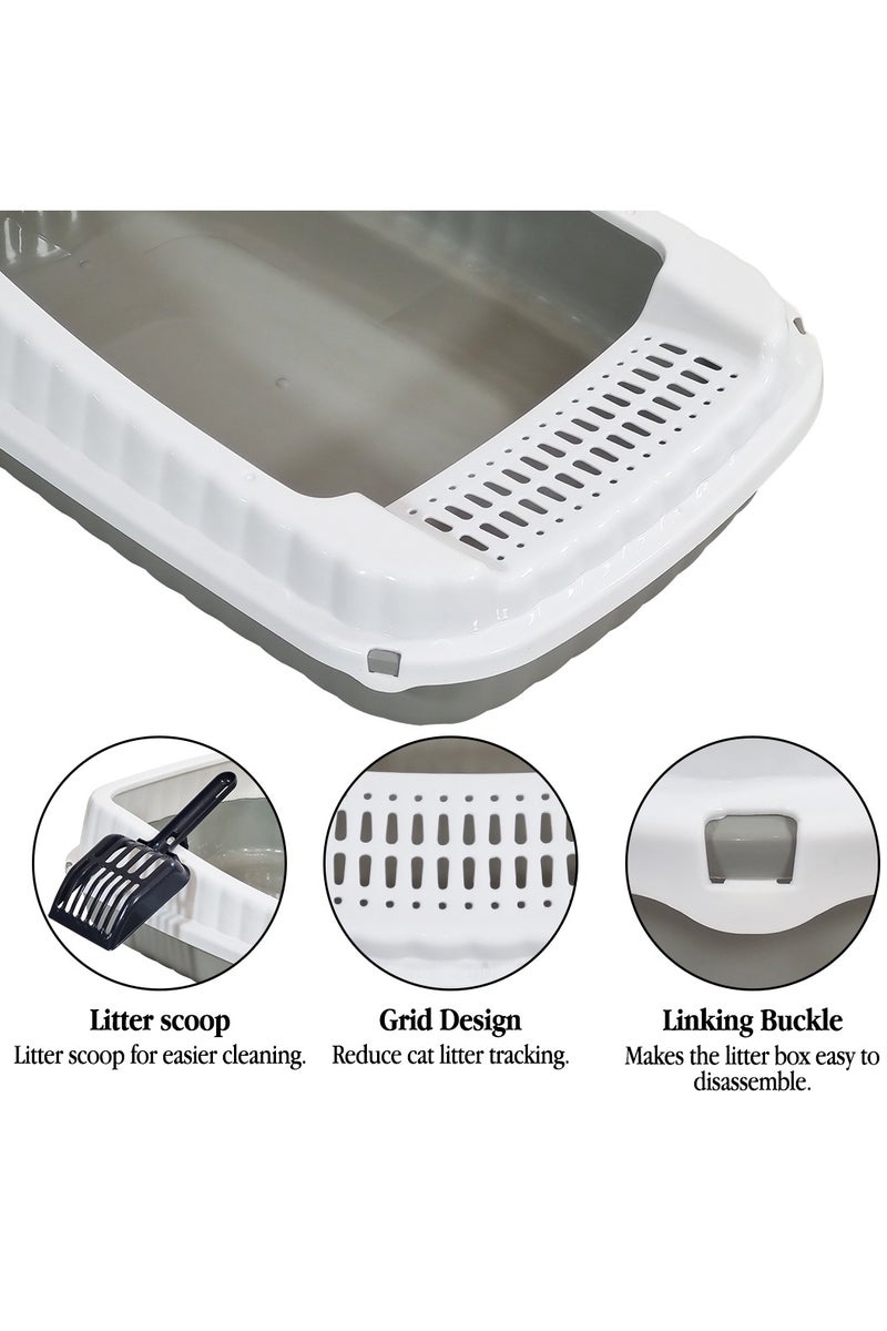 NNC PETS Semi-enclosed cat litter box with Litter scoop, High sides, Grid design, and detachable design, Durable lightweight cat toilet, Suitable for Indoor/Outdoor use, Easy to clean, 59 cm (Grey) - Image 3