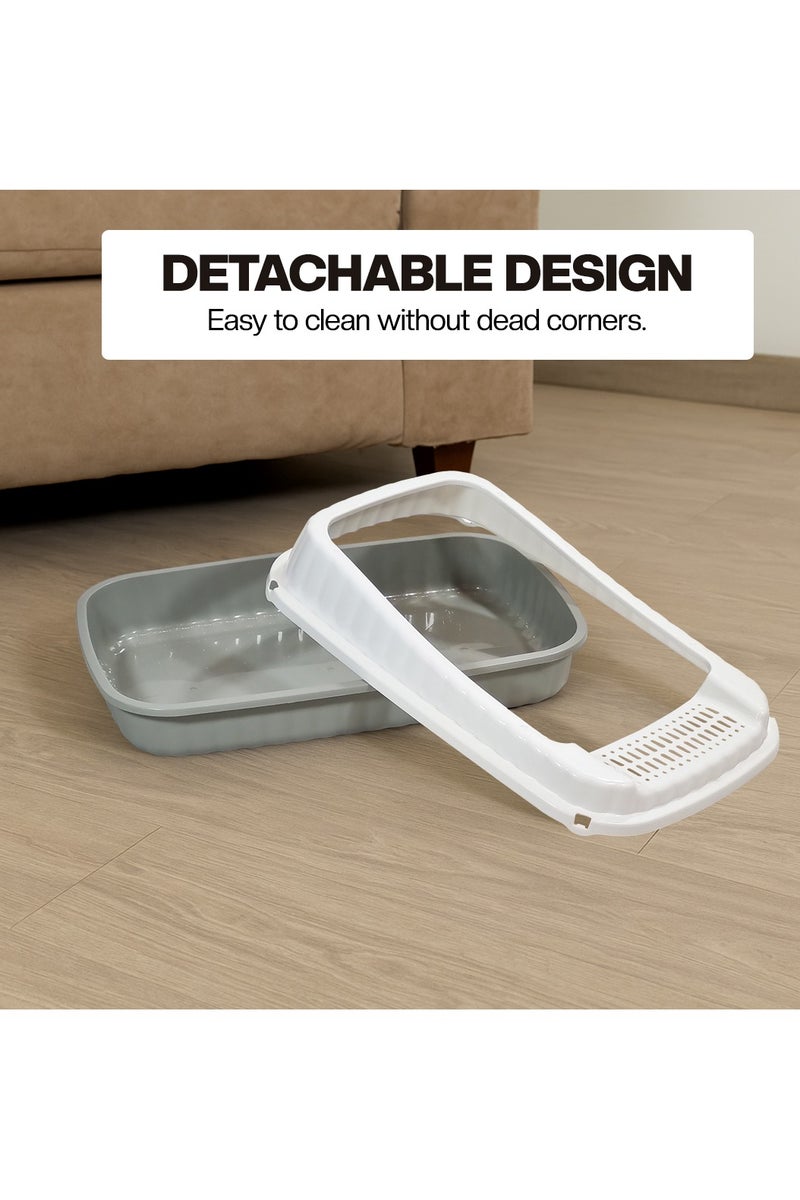 NNC PETS Semi-enclosed cat litter box with Litter scoop, High sides, Grid design, and detachable design, Durable lightweight cat toilet, Suitable for Indoor/Outdoor use, Easy to clean, 59 cm (Grey) - Image 4