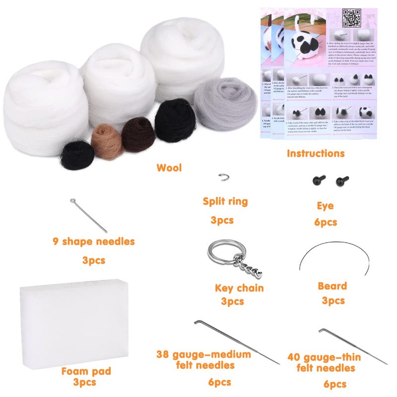 Mayboos Needle Felting Kit,3 Pieces Making Wool Needle Felting Starter Kit with Instruction,Felting Foam Mat and DIY Needle Felting Supply for DIY Craft Animal Home Decoration - Image 2