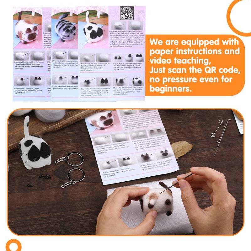 Mayboos Needle Felting Kit,3 Pieces Making Wool Needle Felting Starter Kit with Instruction,Felting Foam Mat and DIY Needle Felting Supply for DIY Craft Animal Home Decoration - Image 5