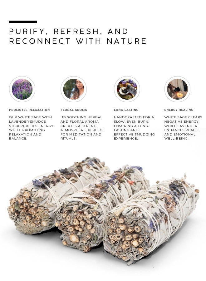 AWAFI MILL White Sage with Lavender | Calming Smudge Stick for Cleansing & Relaxation - Image 5