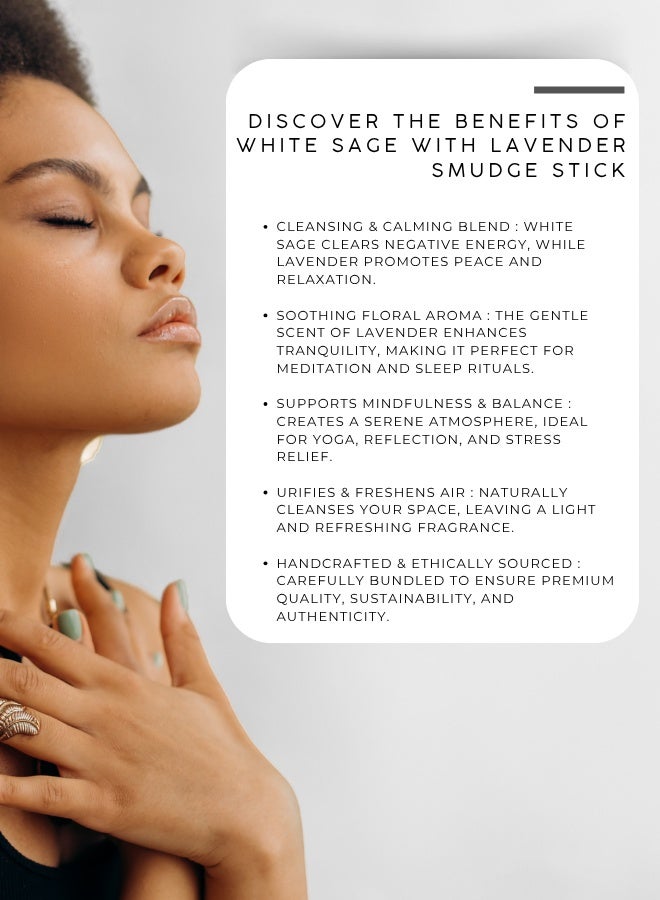 AWAFI MILL White Sage with Lavender | Calming Smudge Stick for Cleansing & Relaxation - Image 3