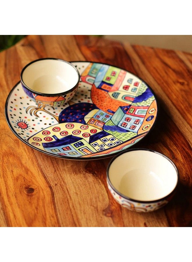 ExclusiveLane Ceramic Dinner Plate & Bowl Set Plate 2 Bowl Multicolor - Image 2