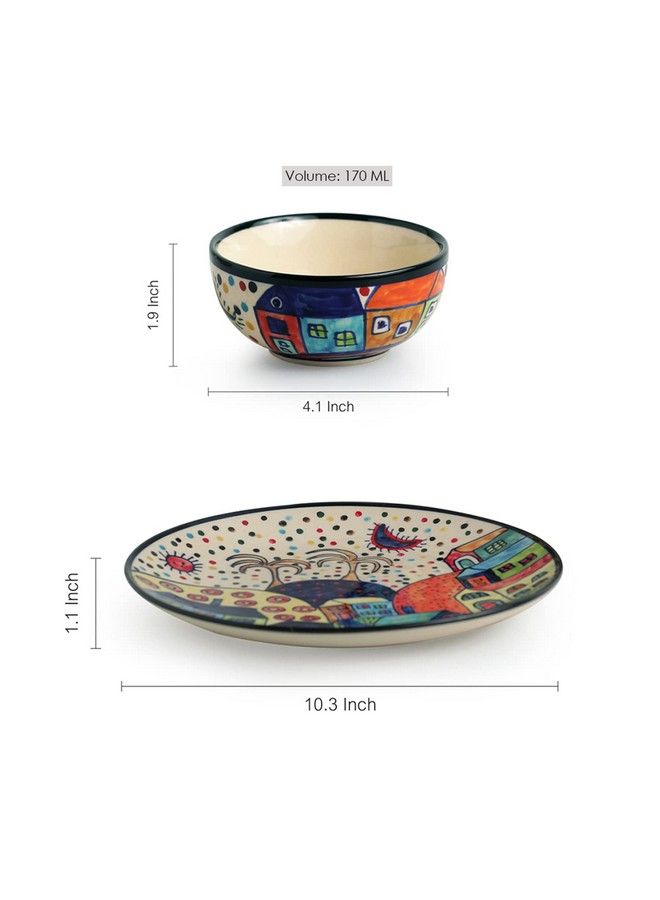 ExclusiveLane Ceramic Dinner Plate & Bowl Set Plate 2 Bowl Multicolor - Image 5