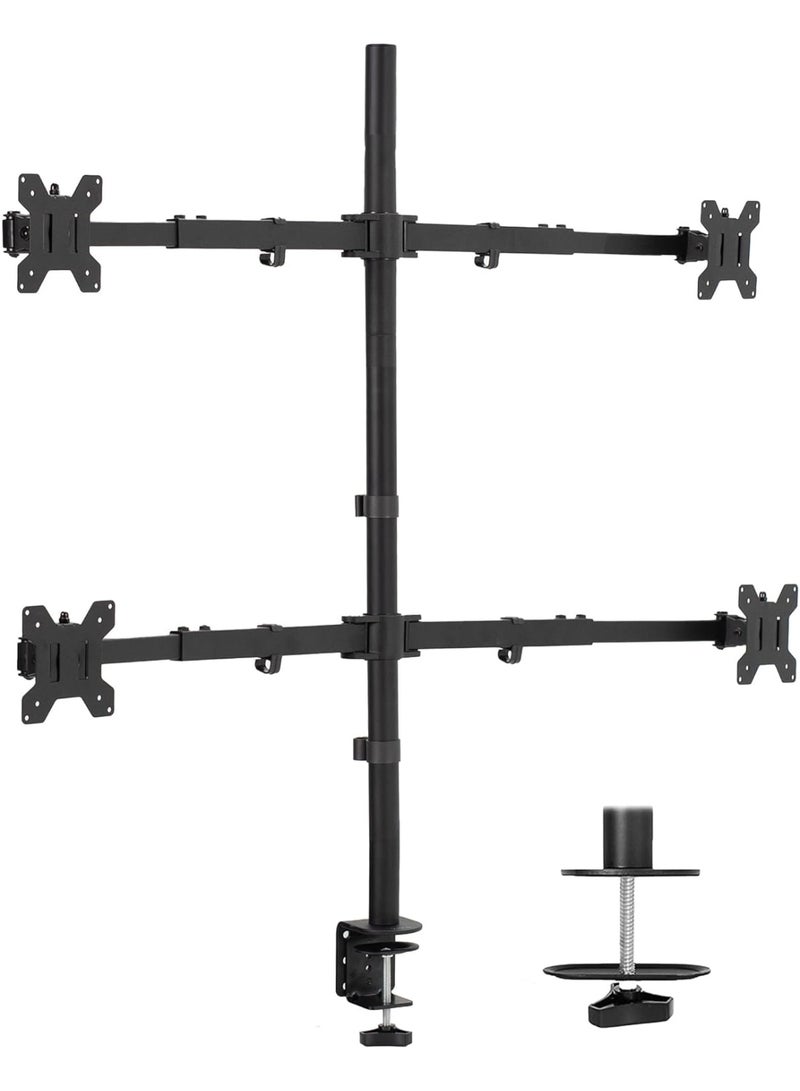 Professional Quad Monitor Desk Mount - Heavy-Duty Multi-Screen Support System - Fully Adjustable Monitor Arm for 4 Computer Screens - Ergonomic Desktop Stand with Integrated Cable Management - Precision Display Alignment Tool - Image 1