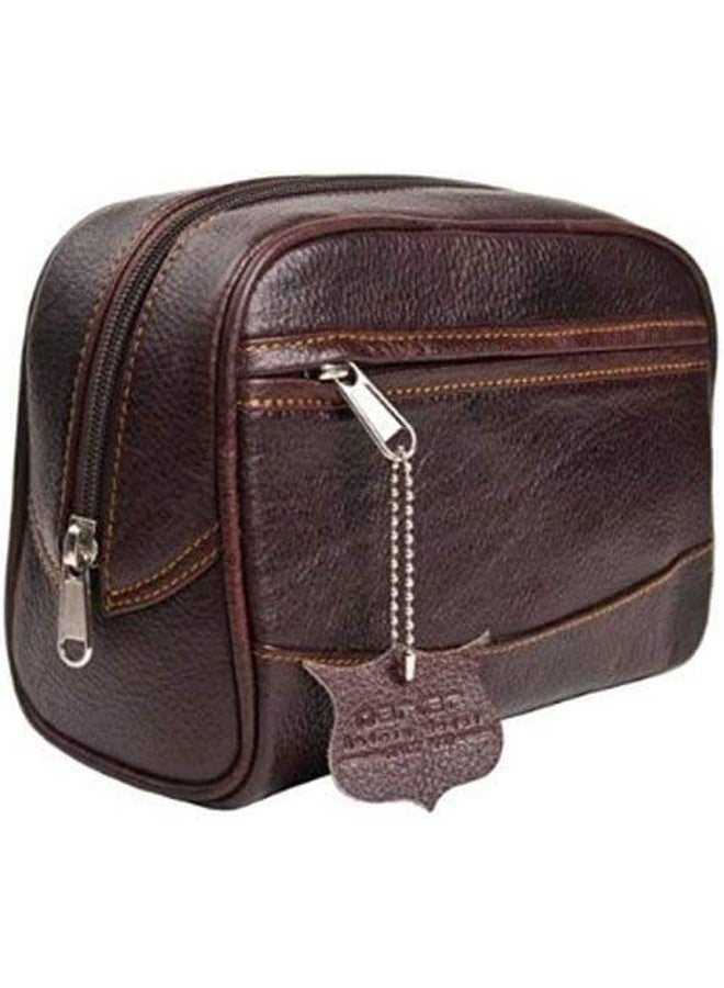 Parker Safety Razor حقيبة أدوات الحلاقة الجلدية اليدوية من باركر للرجال | حقيبة مجموعة الحلاقة للسفر | حقيبة دوف للسفر | حقيبة تنظيم أدوات الرجال | حقيبة مجموعة العناية | هدية مثالية للمسافرين (بني) - Image 1