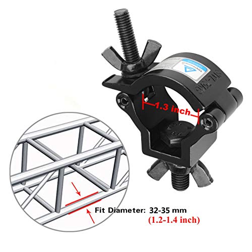 MOUNTAIN_ARK 10 Pack Stage Light O Clamp Fit 1-1/4" to 1-3/8" OD Pipe or F24 Truss, DJ Lighting Truss Mount Hook, Load 165 lb, Black - Image 3