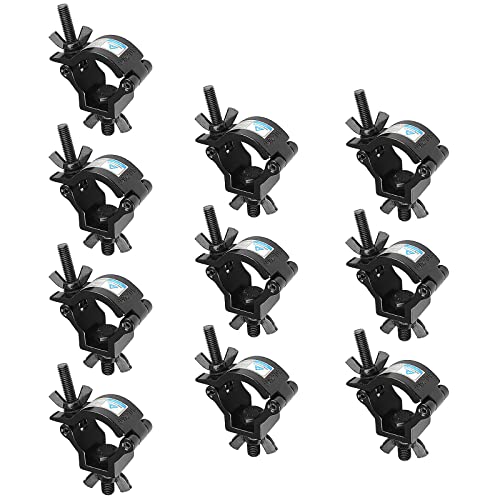 MOUNTAIN_ARK 10 Pack Stage Light O Clamp Fit 1-1/4" to 1-3/8" OD Pipe or F24 Truss, DJ Lighting Truss Mount Hook, Load 165 lb, Black - Image 1