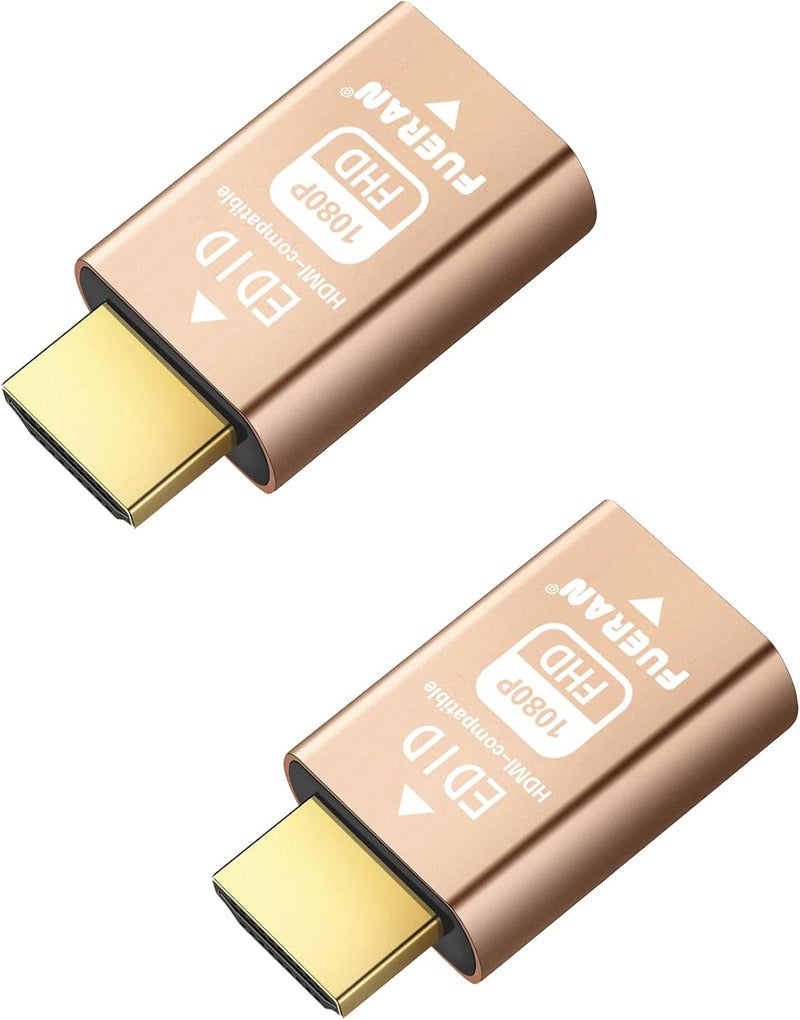 فييران مثبت إشارة تمرير HDMI (شاشة قفل EDID) Mac Thunderbolt عبر محاكي DDC EDID للاستخدام مع مقسمات الفيديو ومستقبلات AV والمفاتيح وأجهزة التمديد (مناسب للرأس) 1920x1080@60Hz (عبوة من 2) - Image 1