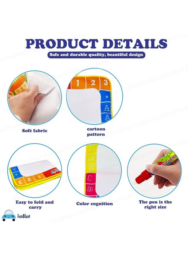 فنبلاست سجادة الرسم المائية السحرية من فن بلاست مع عينات ألوان قوس قزح - لوحة رسم مائية سحرية للأطفال الصغار، سجادة تعليمية ورسومات خربشة للبنات الصغار والأولاد والأطفال (ألوان عشوائية) (74 × 49 سم) - Image 4