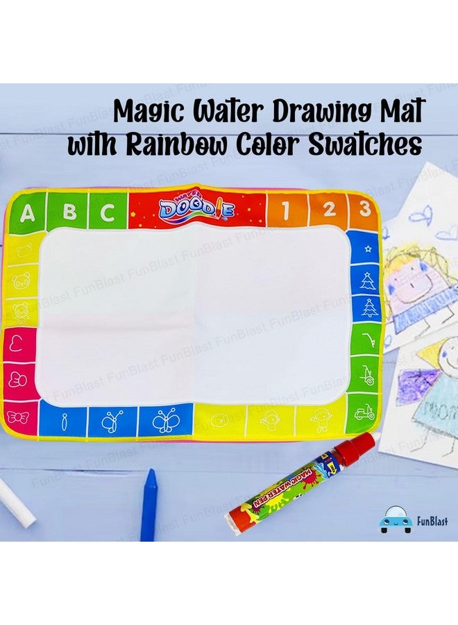 فنبلاست سجادة الرسم المائية السحرية من فن بلاست مع عينات ألوان قوس قزح - لوحة رسم مائية سحرية للأطفال الصغار، سجادة تعليمية ورسومات خربشة للبنات الصغار والأولاد والأطفال (ألوان عشوائية) (74 × 49 سم) - Image 2